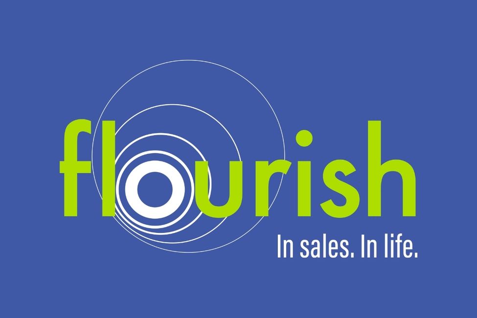 Flourish Logo Blue Background In Sales In Life